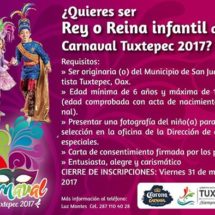 Lanzan convocatoria para ser rey o reina del carnaval de Tuxtepec