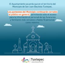 No abrirán panteones en Tuxtepec durante celebración de “Día de Muertos”