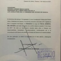 Renuncia Rubén Vasconcelos Méndez a la Fiscalía de Oaxaca